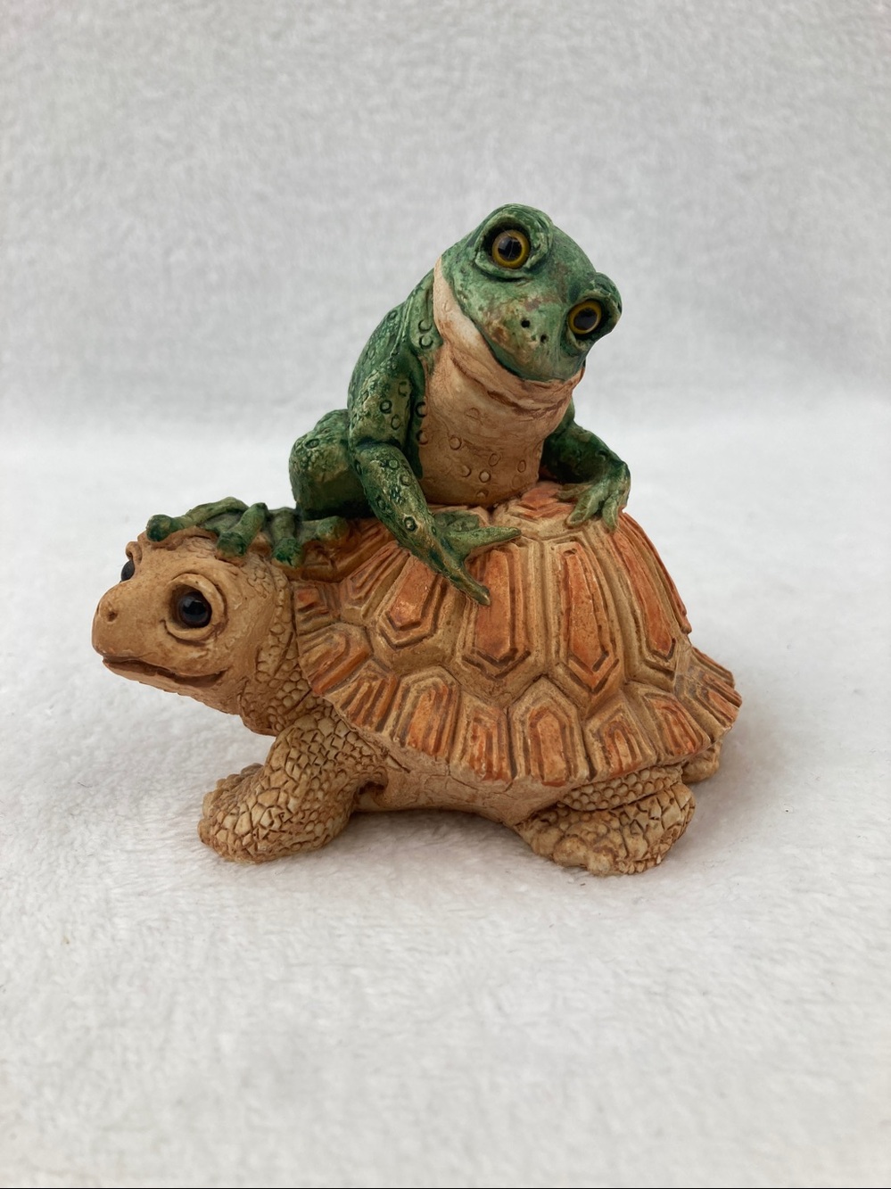 VTG Stone Critters Turtle & Frog Couple Figurine 3.5” USA